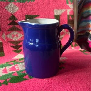 Vintage Digoin Grespots pitcher indigo blue